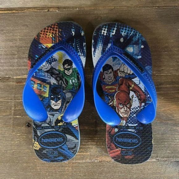 Kids Childrens Havaianas DC Comics Justice League‎ Sandals Flip Flops Size 11 12 - Picture 3 of 6